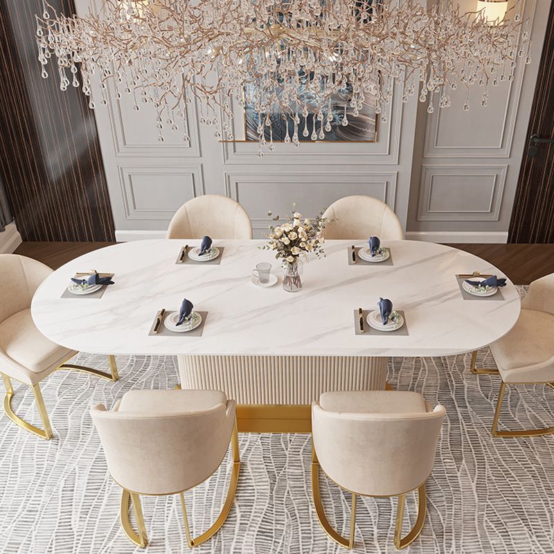 Traditional Luxury Dining Table Oval Sintered Stone Dining Table with Gold Frame Clearhalo ' dining_table' 'Dining Tables & Seating' 'Dining Tables' 'furn' 'furn_dining_table' 'Furniture' 'furniture_dining_table' 'Kitchen & Dining Furniture' 'kitchen&dining_furn' 'kitchen' 'kitchen_dining_table' 1200x1200_7bf77107-64f9-4c56-a359-ef3cd35e49ed