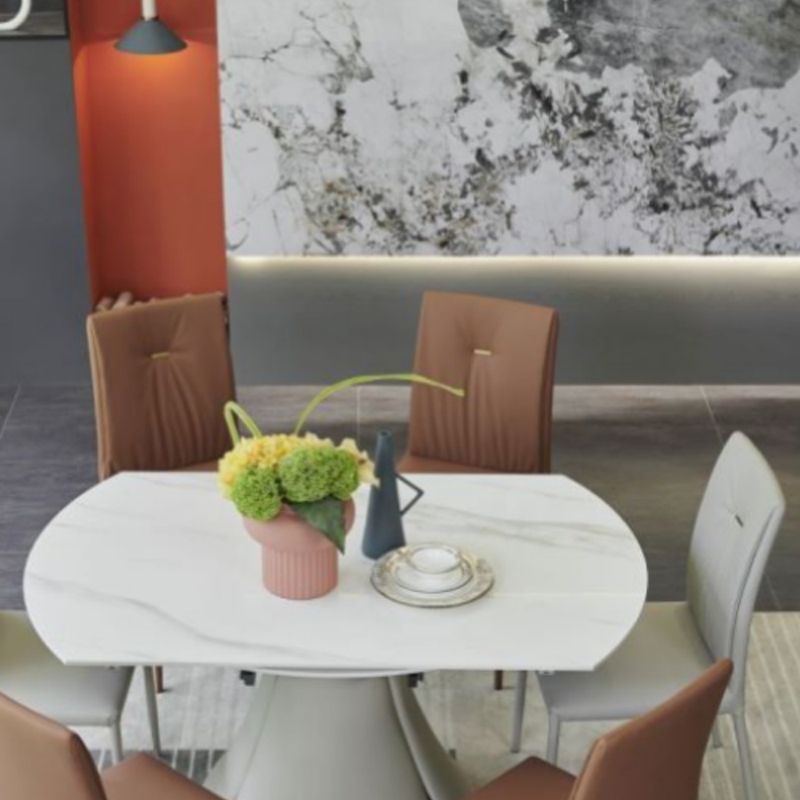 Eigentijdse faux lederen eetkamerstoelen metalen armloze eetkamerstoel voor thuisgebruik