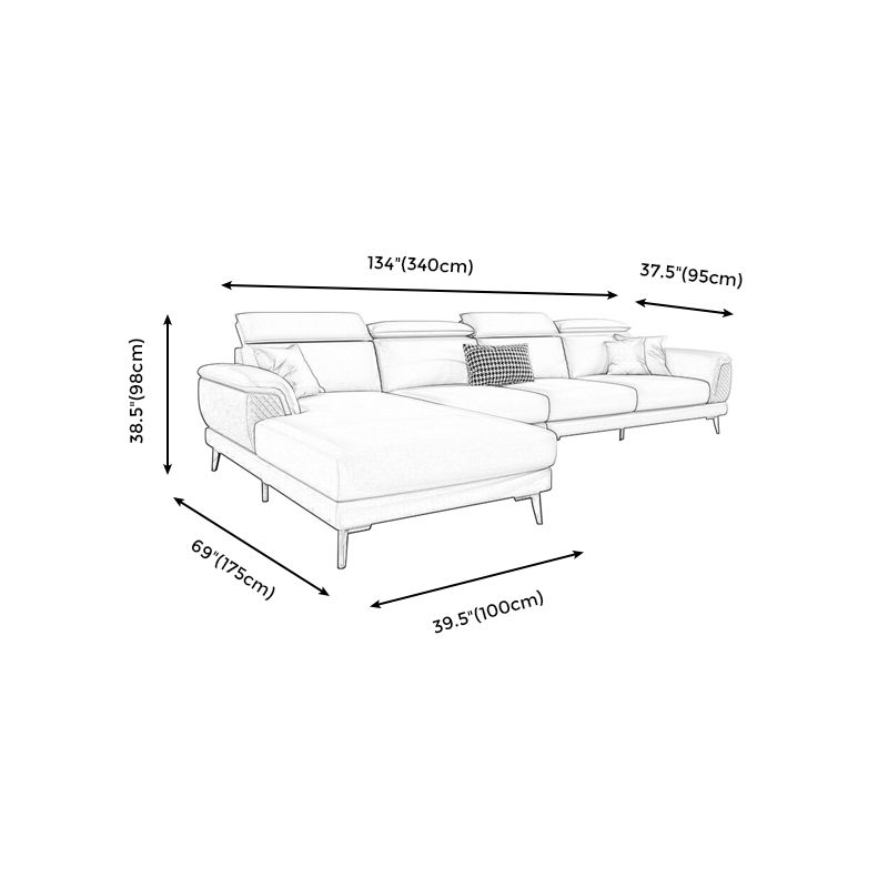 L-Shape Faux Leather Slipcovered Sofa Stain-Resistant Sectional and Chaise for 4 People Clearhalo 'furn' 'furn_sectionals' 'Furniture' 'furniture_sectionals' 'Living Room Furniture' 'Sectionals' 1200x1200_7bfa1b65-f49f-46de-bf21-5a4f8a20d626