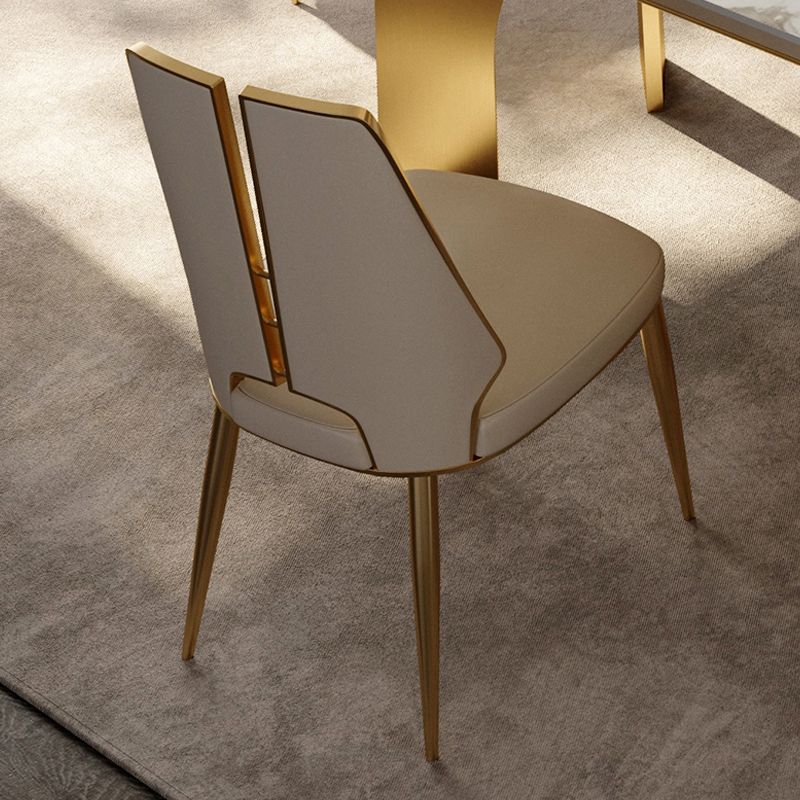 Gestoffeerde en metalen eigentijdse armloze dineren en accentstoelen