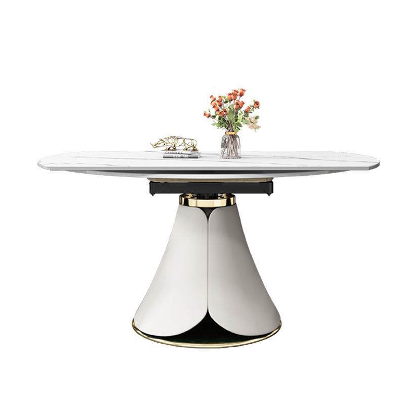Glam Style Sintered Stone Table Pedestal Dining Table for Kitchen Clearhalo 'Dining Tables & Seating' 'Dining Tables' 'dining_table' 'furn' 'furn_dining_table' 'Furniture' 'Kitchen & Dining Furniture' 1200x1200_7bfbfcf0-2485-4145-b87e-348e8f08437c