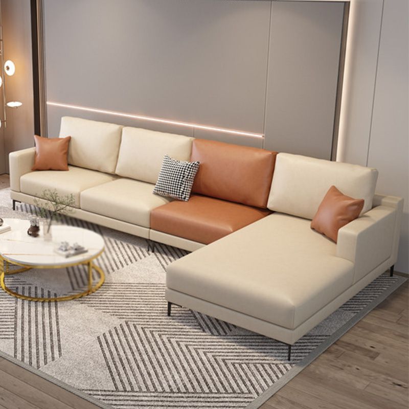 124x67x29.5 Faux Leather Sectiona Square Arm for Living Room Clearhalo 'furn' 'furn_sectionals' 'Furniture' 'furniture_sectionals' 'kitchen' 'kitchen_sectionals' 'Living Room Furniture' 'Sectionals' 1200x1200_7c01f2aa-d423-46f2-b76b-fa208a40c666