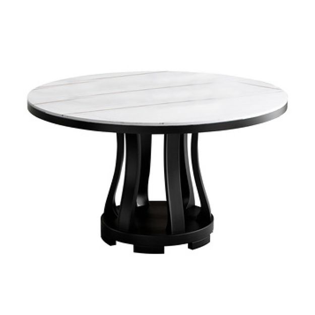 Contemporary Round Shape Table Sintered Stone White Standard Dining Table for Kitchen Clearhalo ' dining_table' 'Dining Tables & Seating' 'Dining Tables' 'furn' 'furn_dining_table' 'Furniture' 'furniture_dining_table' 'Kitchen & Dining Furniture' 'kitchen&dining_furn' 'kitchen' 'kitchen_dining_table' 1200x1200_7c0234bf-fa8a-4262-a83c-3906f1e48e43