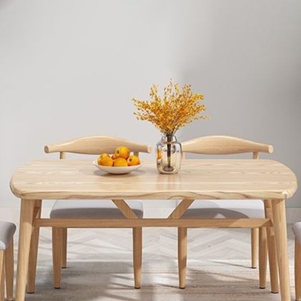 Hedendaagse rechthoekige houten eettafel met ijzeren schok voor 2-4 personen