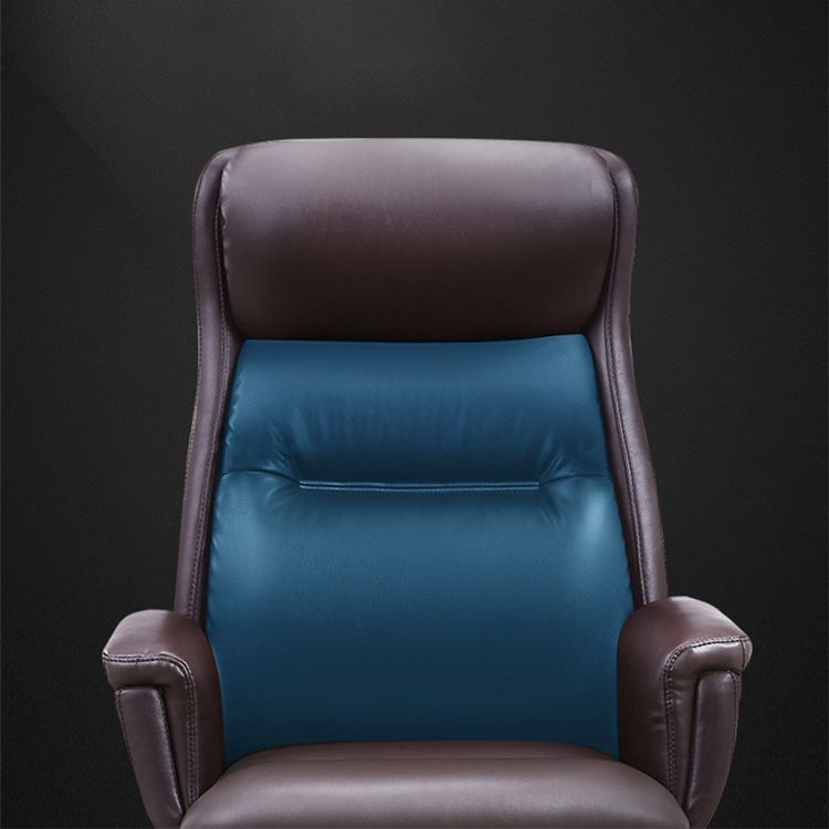 Chaise de gestionnaires à mécanisme d'inclinaison marron, avec appui-tête, chaise de bureau rembourrée pivotante