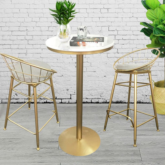 Glam Style Gold Metal Bar Table White Top Specialty Indoor Bistro Table Clearhalo 'Bar Furniture' 'Bar Tables' 'bar_tables' 'Furniture' 'furniture_bar_tables' 'Kitchen & Dining Furniture' 'kitchen&dining_furn' 'kitchen' 1200x1200_7c090799-3e36-4cfd-a889-9b2c352293bd