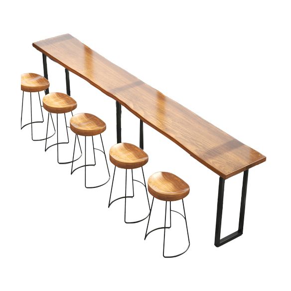 Industrial Bar Dining Table Solid Wood Bar Dining Table with Sled Base Clearhalo 'Bar Furniture' 'Bar Tables' 'bar_tables' 'furn' 'furn_bar_tables' 'Furniture' 'furniture_bar_tables' 'Kitchen & Dining Furniture' 1200x1200_7c09a909-9527-40ab-97fa-ecff19975e9a