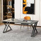 Scrivania industriale di scrittura di marmo home office con gambe in slitta in metallo