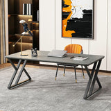 Scrivania industriale di scrittura di marmo home office con gambe in slitta in metallo