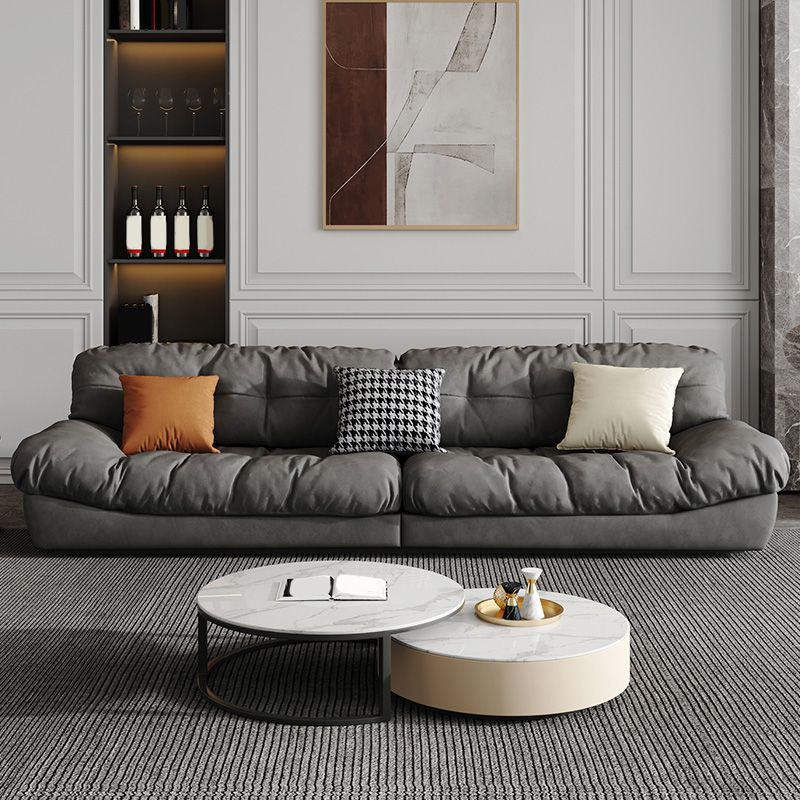 灰色の現代的な房状のスプリットバック標準アームレスソファソファ