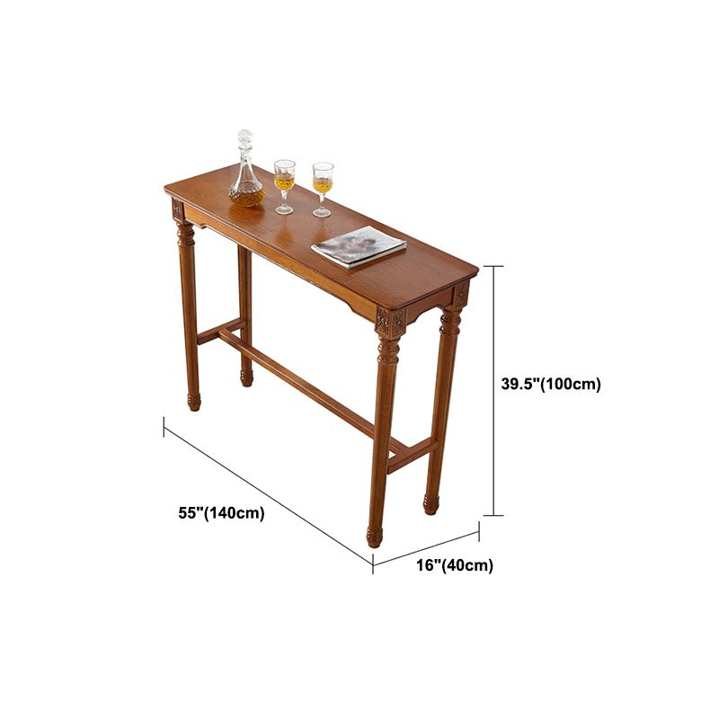 Modern Rectangle Bar Table Solid Wood Brown Colour Bar Dining Table with Footrest Clearhalo 'Bar Furniture' 'Bar Tables' 'bar_tables' 'furn' 'furn_bar_tables' 'Furniture' 'Kitchen & Dining Furniture' 1200x1200_7c0b1b50-4fe5-438a-a7dc-d8fd1ce561e2