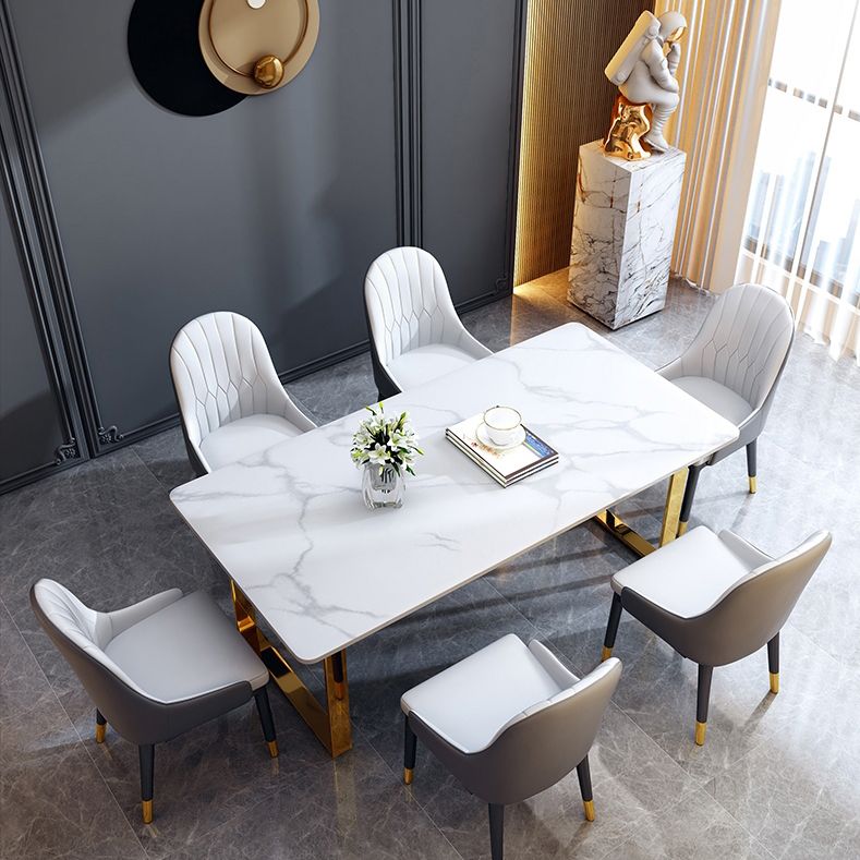 Modern Iron Dinette Set 1/2/5/7 Pieces White Rectangle Sintered Stone Top Dining Table Set Clearhalo 'Dining Room Sets' 'Dining Tables & Seating' 'dining_room_set' 'furn' 'furn_dining_room_set' 'Furniture' 'furniture_dining_room_set' 'Kitchen & Dining Furniture' 1200x1200_7c0e34df-d96f-44cd-85f8-8c1989f671a9