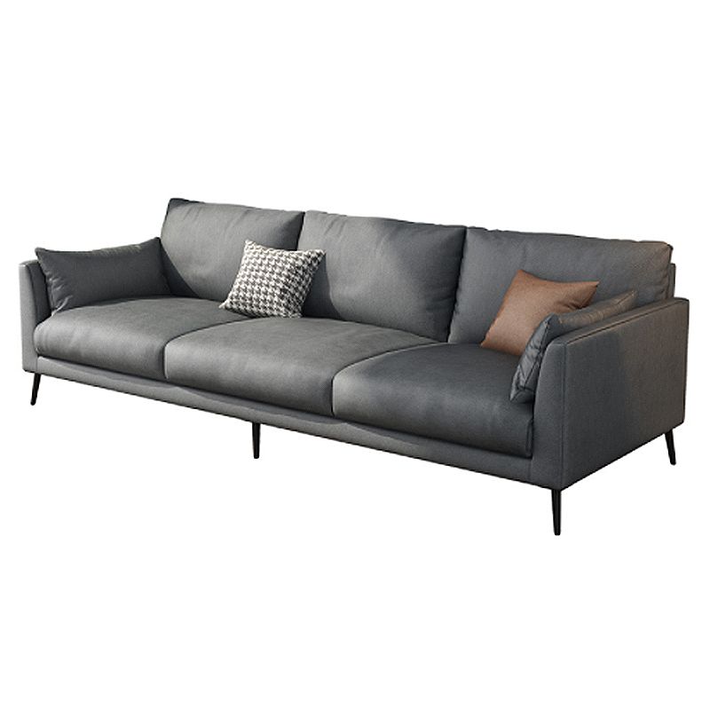 Contemporary Gray Recessed Arm Couch Living Room Faux Leather Sofa Clearhalo 'furn' 'furn_sofas' 'Furniture' 'furniture_sofas' 'Living Room Furniture' 'Sofa' 'sofas' 1200x1200_7c0e38a9-f3d0-4aac-b01b-0792f005cdab