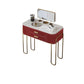 Luxurious Vanity Set 2 Storage Drawers with Mirror & Padded Stool in Red