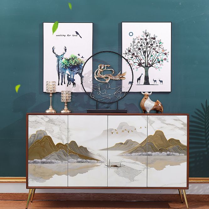 Mesa del lado del abedul del tablero lateral con puertas para el comedor