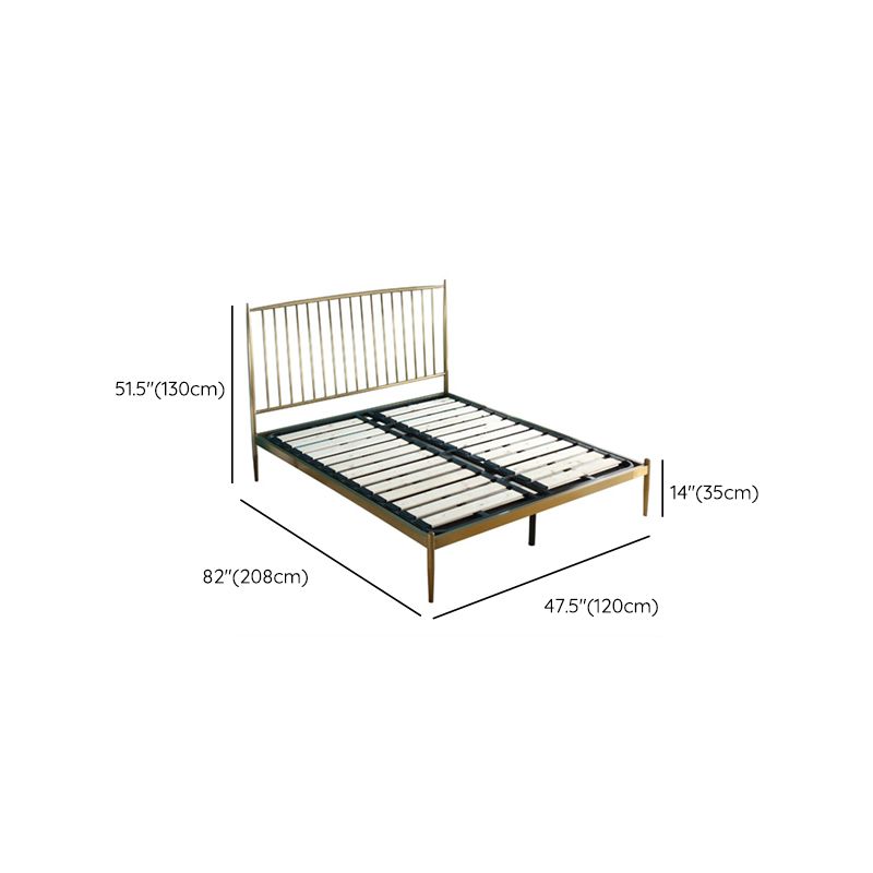 Gold Slat Bed Glam No Distressing Open-Frame Bed with Headboard Clearhalo 'Bedroom Furniture' 'Beds' 'furn' 'furn_beds' 'Furniture' 1200x1200_7c1191f1-554a-43e9-b40c-17b753a10799