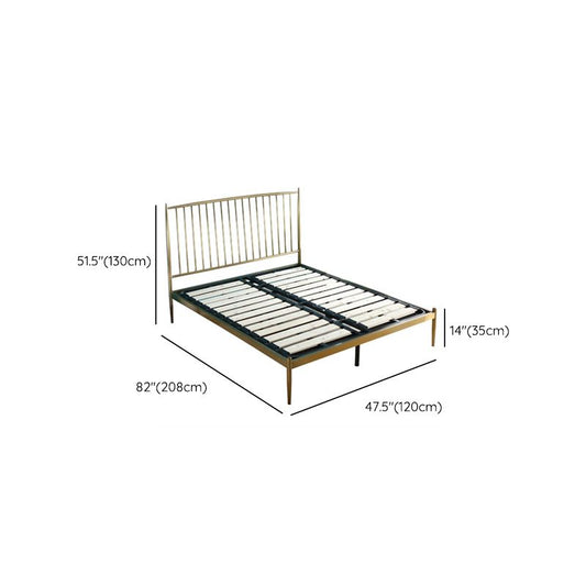 Gold Slat Bed Glam No Distressing Open-Frame Bed with Headboard Clearhalo 'Bedroom Furniture' 'Beds' 'furn' 'furn_beds' 'Furniture' 1200x1200_7c1191f1-554a-43e9-b40c-17b753a10799