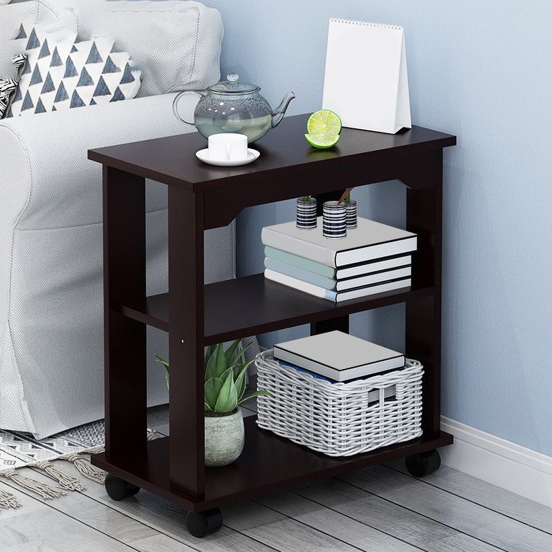Wooden Craft Wood-based Panel with Wheel Base in Black/wood Color Side Table Clearhalo 'Coffee & Accent Tables' 'End & Side Tables' 'end_side_table' 'end_side_tables' 'furn' 'furn_end_side_tables' 'Furniture' 'furniture_end_side_table' 'Living Room Furniture' 1200x1200_7c13196e-27ab-460b-b9c9-0e980060f62e