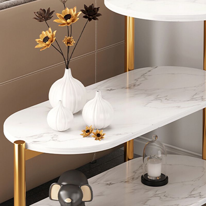 Glam Metal Side Table with Shelves Geometric Stone Top Accent Side Table Clearhalo 'Coffee & Accent Tables' 'End & Side Tables' 'end_side_tables' 'furn' 'furn_end_side_tables' 'Furniture' 'Living Room Furniture' 1200x1200_7c141394-58cc-41b4-b96d-97680553e7c7