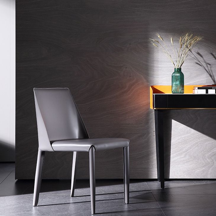 Contemporary Style Leather Dining Chairs Solid Back Armless Chairs for Home Use (Set of 2) Clearhalo ' kitchen&dining_furn' 'Dining Chairs' 'Dining Tables & Seating' 'dining_chair' 'furn' 'furn_dining_chair' 'Furniture' 'furniture_dining_chair' 'Kitchen & Dining Furniture' 'kitchen' 1200x1200_7c149563-0ed7-49ad-b958-792558b6bc14