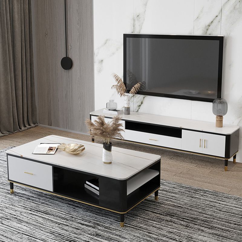 Modern TV Stand Console Open Storage Media Console TV Stand with Drawer Clearhalo 'furn' 'furn_tv_stands_entertainment_centers' 'Furniture' 'Living Room Furniture' 'TV Stands & Entertainment Centers' 'TV Stands & Media Storage Furniture' 'tv_stands_entertainment_centers' 1200x1200_7c1a3b6e-2481-4829-a285-63fb17d44c89
