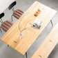 Solid Wood Dining Table Rectangle Metal Base Dinner Table for Dining Room