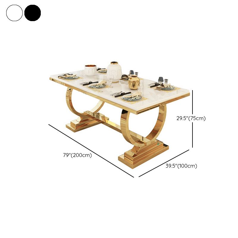 Metal Traditional Luxury Rectangle Table Stone Top Table for Home Clearhalo 'Dining Tables & Seating' 'Dining Tables' 'dining_table' 'furn' 'furn_dining_table' 'Furniture' 'Kitchen & Dining Furniture' 1200x1200_7c1cb45a-93b6-4609-a0eb-164a25583b89