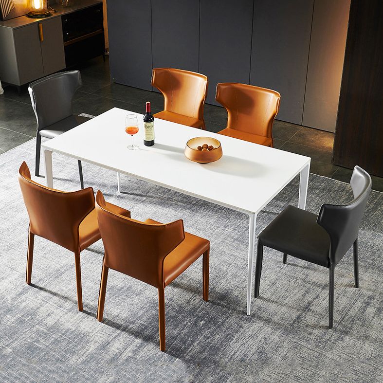 Metal Contemporary Rectangular Dining Table White Sintered Stone Table with 4 Legs Clearhalo ' dining_table' 'Dining Tables & Seating' 'Dining Tables' 'Furniture' 'furniture_dining_table' 'Kitchen & Dining Furniture' 'kitchen&dining_furn' 'kitchen' 'kitchen_dining_table' 1200x1200_7c1d7054-ff52-4b1e-82da-926f4429c9c6