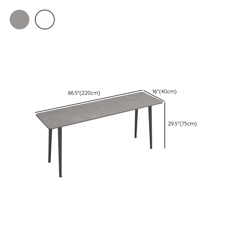 Table de travail à la maison de forme rectangulaire Bureau d'écriture en pierre en gris / blanc