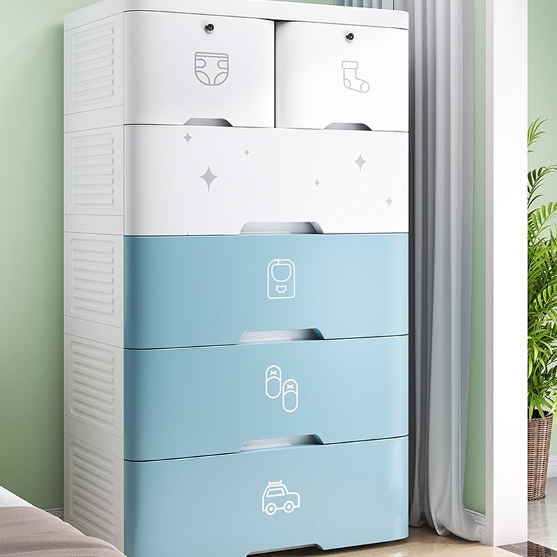 Contemporary Style Non-Hanging Armoire Plastic Storage Cabinet with Drawers Clearhalo 'Armoires & Wardrobes' 'armoires_wardrobes' 'Bedroom Furniture' 'furn' 'furn_armoires_wardrobes' 'Furniture' 1200x1200_7c1ff8a8-afba-4ab7-a4ad-719a452872c4