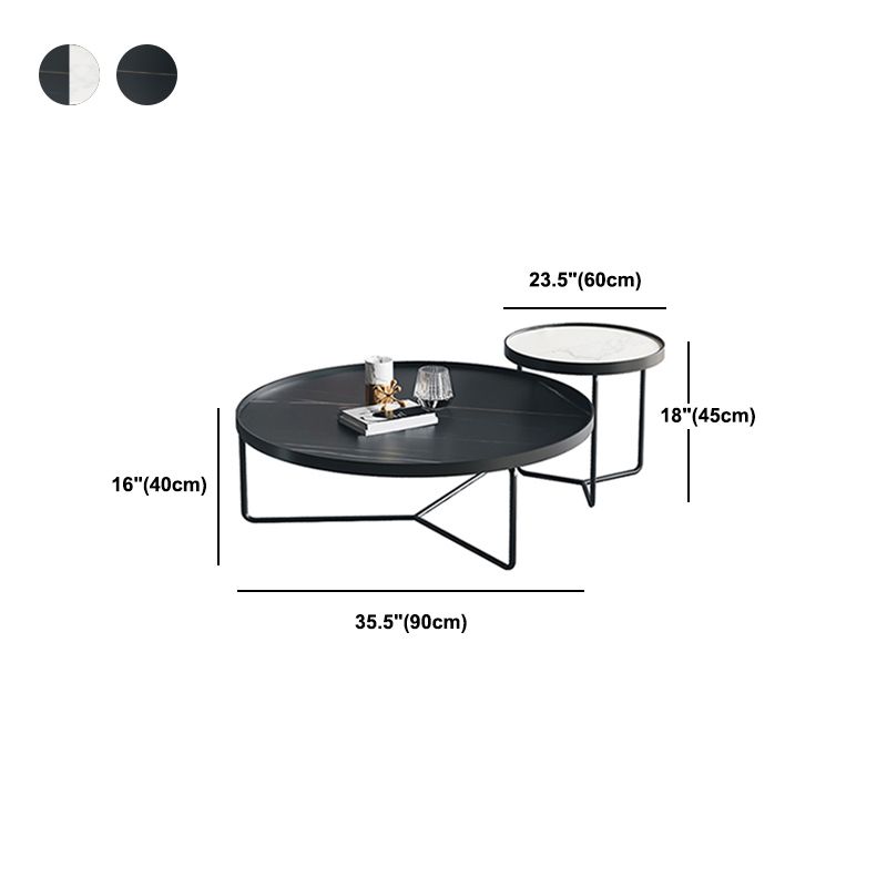 2 Piece Round Nesting Tables Modern Minimalist Slate Coffee Table Clearhalo 'Coffee & Accent Tables' 'Coffee Tables' 'coffee_tables' 'furn' 'furn_coffee_tables' 'Furniture' 'Living Room Furniture' 1200x1200_7c20938d-77ab-4ac5-a621-b17e6b7eef72