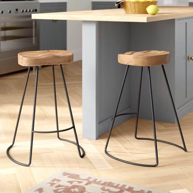 Contemporary Solid Wood Matte Finish Barstool Footrest Backless Stool Clearhalo 'Bar Furniture' 'Bar Stools' 'bar_stools' 'furn' 'furn_bar_stools' 'Furniture' 'furniture_bar_stools' 'Kitchen & Dining Furniture' 1200x1200_7c20a6ce-4181-4371-8d10-fd639aa31229