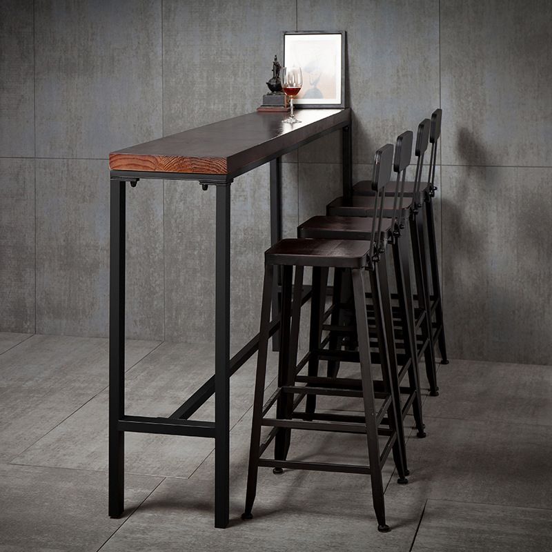 Wood Brown Bistro Accent Dining Table Industrial Rectangle Trestle Pub Table Clearhalo 'Bar Furniture' 'Bar Tables' 'bar_tables' 'furn' 'furn_bar_tables' 'Furniture' 'furniture_bar_tables' 'Kitchen & Dining Furniture' 1200x1200_7c20cec3-d3ef-4efd-a540-d7c1f60329c4