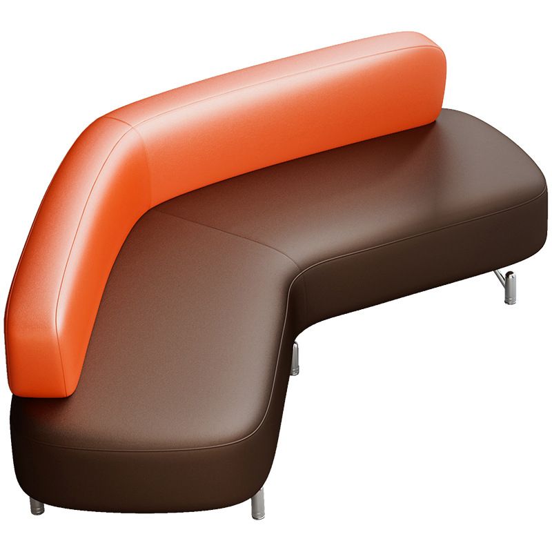 Leather Armless Settee Contemporary Tight Back Curved Sofa for Living Room