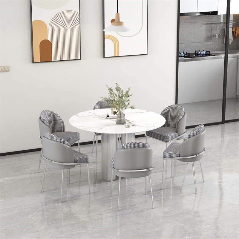 Stone Double Pedestal Dining Table Simplicity Style Dining Room Table for Home Clearhalo ' dining_table' 'Dining Tables & Seating' 'Dining Tables' 'furn' 'furn_dining_table' 'Furniture' 'furniture_dining_table' 'Kitchen & Dining Furniture' 'kitchen&dining_furn' 'kitchen' 'kitchen_dining_table' 1200x1200_7c21ed68-94c2-4ea0-86af-c5f51966b6e5