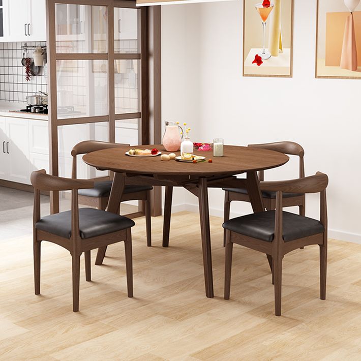 Extendable Round Dining Table for Restaurant Modern Rubber Wood Table with 4 Legs Clearhalo ' dining_table' 'Dining Tables & Seating' 'Dining Tables' 'furn' 'furn_dining_table' 'Furniture' 'furniture_dining_table' 'Kitchen & Dining Furniture' 'kitchen&dining_furn' 'kitchen' 'kitchen_dining_table' 1200x1200_7c25028d-cb3c-4339-9797-16fb5e781cb5