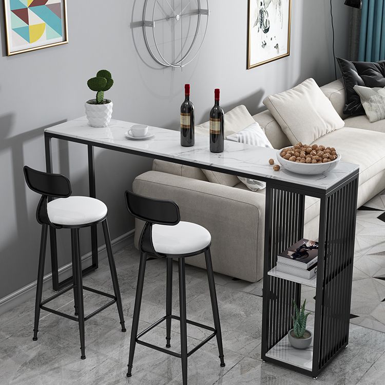 Marble Bar Table with Rectangle Table Top Double Pedestal Table with 41.3-inch Height Clearhalo 'Bar Furniture' 'Bar Tables' 'bar_tables' 'furn' 'furn_bar_tables' 'Furniture' 'furniture_bar_tables' 'Kitchen & Dining Furniture' 1200x1200_7c254edb-3b2a-45fb-8863-2874b12b3812