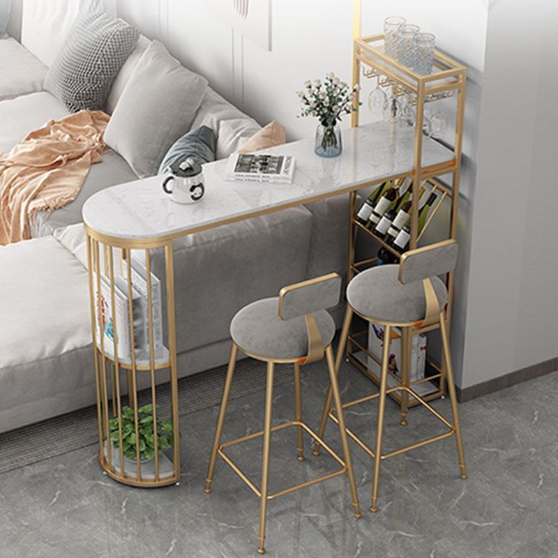 Glam Style Bar Table Marble Pub Table with Wine Cabinet for Dining Room Clearhalo 'Bar Furniture' 'Bar Tables' 'bar_tables' 'furn' 'furn_bar_tables' 'Furniture' 'furniture_bar_tables' 'Kitchen & Dining Furniture' 'kitchen&dining_furn' 'kitchen' 1200x1200_7c26c6a1-11f4-4a30-ad1a-99d06a60de0e