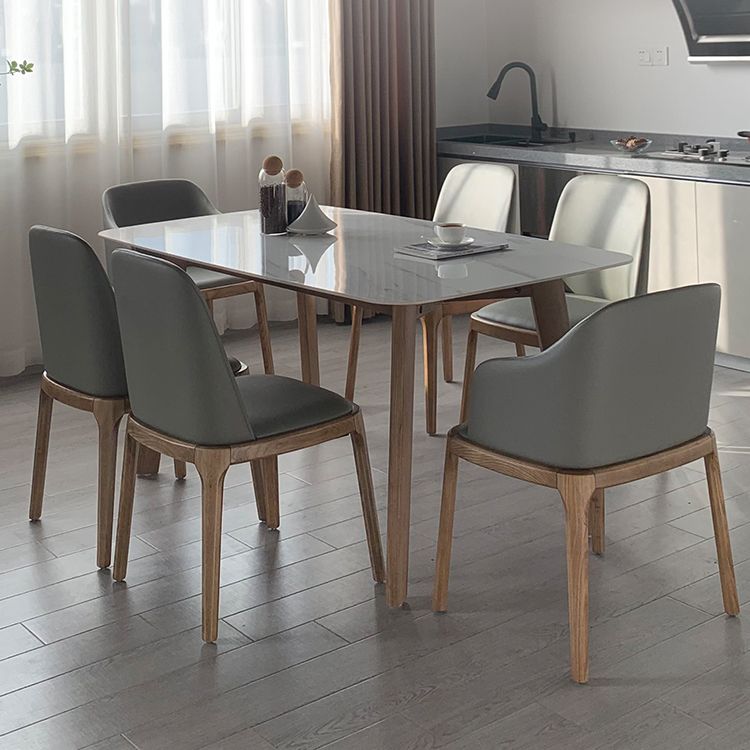 Rectangle 4 Legs Minimalist Table Three-Color Fixed Table of Sintered Stone Clearhalo ' dining_table' 'Dining Tables & Seating' 'Dining Tables' 'furn' 'furn_dining_table' 'Furniture' 'furniture_dining_table' 'Kitchen & Dining Furniture' 'kitchen&dining_furn' 'kitchen' 'kitchen_dining_table' 1200x1200_7c276018-d133-412b-8cf0-e54d0a80906a