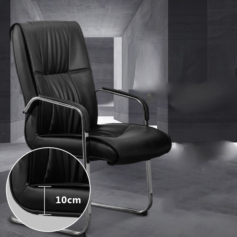 Faux Leather Executive Chair No Wheels Modern Office Chair with Fixed Arms Clearhalo 'furn' 'furn_office_chair' 'Furniture' 'Office Chairs' 'Office Furniture' 'office_chair' 1200x1200_7c288084-7228-486a-8238-987ce7fbca96