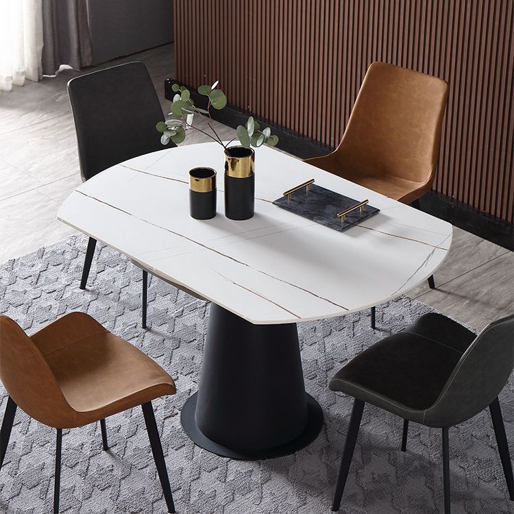 Tavolo da pranzo in pietra sinterizzato rettangolare mobili moderni con base di piedistallo