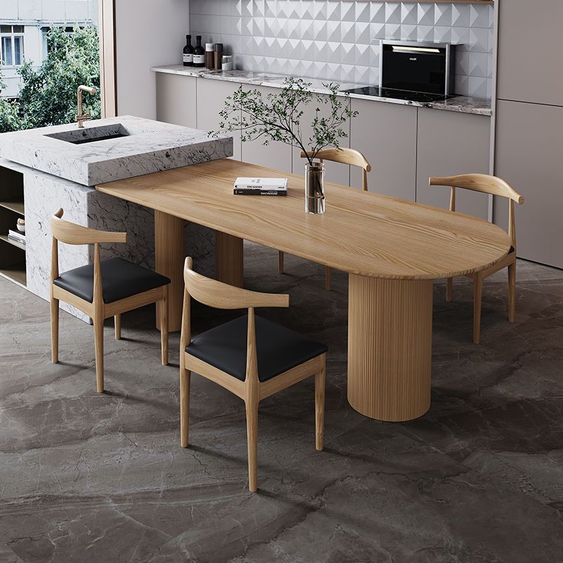 Modern Style Pine Solid Wood Dining Table Double Pedestal Base Freeform Table for Home Clearhalo ' dining_table' 'Dining Tables & Seating' 'Dining Tables' 'furn' 'furn_dining_table' 'Furniture' 'furniture_dining_table' 'Kitchen & Dining Furniture' 'kitchen&dining_furn' 'kitchen' 'kitchen_dining_table' 1200x1200_7c2976b0-7621-4c69-b466-ab6b862072f0
