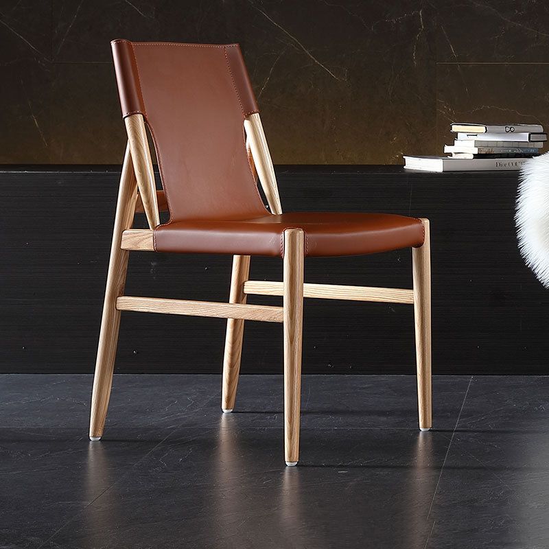 Modern Indoor-Outdoor Dining Chair Solid Wood Faux Leather Side Chair Clearhalo 'Dining Chairs' 'Dining Tables & Seating' 'dining_chair' 'furn' 'furn_dining_chair' 'Furniture' 'Kitchen & Dining Furniture' 1200x1200_7c2abee6-1eae-4aa5-b7bc-68c4673dcc1a