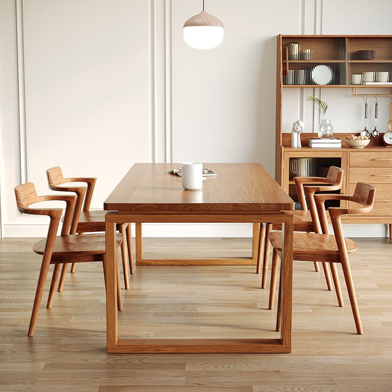 Modern Rectangle Counter Dining Table Trestle Solid Wood Natural Dining Site Table Clearhalo 'Dining Tables & Seating' 'Dining Tables' 'dining_table' 'furn' 'furn_dining_table' 'Furniture' 'furniture_dining_table' 'Kitchen & Dining Furniture' 1200x1200_7c2af4bb-31e2-4594-b203-82d6c85a387b