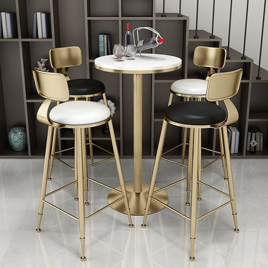 Glam Leather and Metal Counter Stool Round Low Back Bar Stool for Coffee Shop Clearhalo 'Bar Furniture' 'Bar Stools' 'bar_stools' 'furn' 'furn_bar_stools' 'Furniture' 'furniture_bar_stools' 'Kitchen & Dining Furniture' 1200x1200_7c2c2bcd-cd71-4682-aba7-86805745acfb