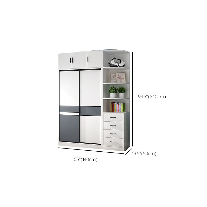 Weiße Holzrahmen Garderobe freistehende Garderobe Armoire mit Regalen