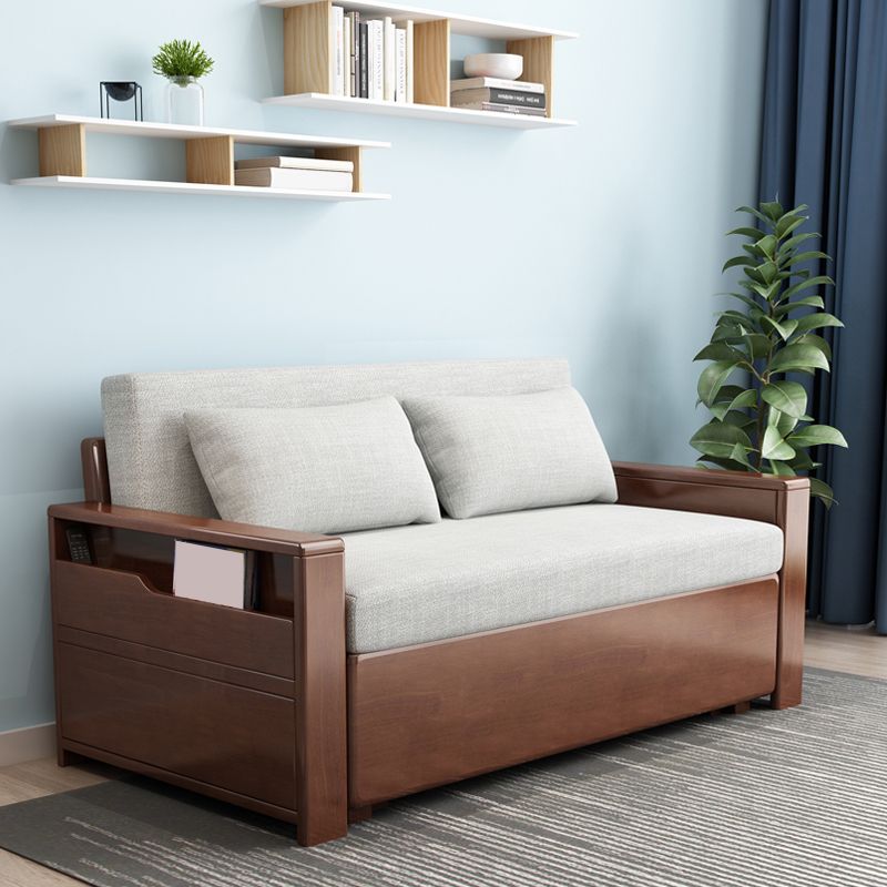 Contemporary 27.55"H Cotton Blend Wood Frame Square Arm Sofa Bed Clearhalo 'furn' 'furn_sofas' 'Furniture' 'Living Room Furniture' 'Sofa' 'sofas' 1200x1200_7c2d9be2-c110-49a3-82d1-03a9014d2645