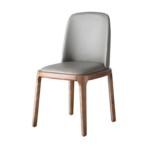 Scandinavian Armless Dining Chairs Ash Wood Frame Chair with Upholstered