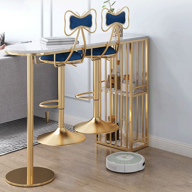 Glam Style Bar Table Faux Marble Double pedestal Bar Dining Table with Storage Clearhalo 'Bar Furniture' 'Bar Tables' 'bar_tables' 'furn' 'furn_bar_tables' 'Furniture' 'Kitchen & Dining Furniture' 1200x1200_7c2f93e3-0b6a-4307-942e-e7280b74df24