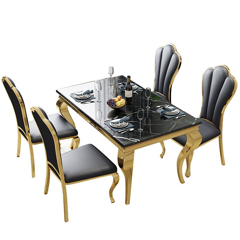 Traditional Luxury Dining Table Rectangle Metal Gold Tripod Dining Table Clearhalo 'Dining Tables & Seating' 'Dining Tables' 'dining_table' 'furn' 'furn_dining_table' 'Furniture' 'furniture_dining_table' 'Kitchen & Dining Furniture' 'kitchen' 'kitchen_dining_table' 1200x1200_7c301581-e29c-4d05-86f4-ae5ba1382212